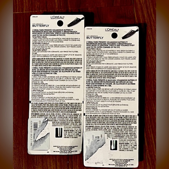 2pc L'Oreal Paris Voluminous Butterfly Mascara NWT blackest black bundle - Picture 2 of 2